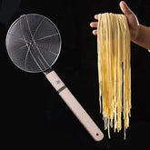 Spider Strainer,  Large Stainless Steel Mesh Filter Colander, Wooden Handle Kitchen Oil Filter, French Fries Colanders Strainer, Wooden Handle Frying Net, Hot Pot Leaky Filter Sieve, Household Kitchen Strainer